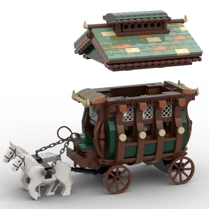 Novo 896 pçs moc europeu medieval vista de rua vagão casa castelo modelo blocos de construção diy ideias criativas crianças brinquedos presente aniversário