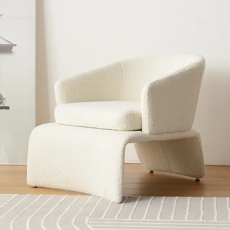 

Flannel sofa Modern simple single sofa stool Velvet cream wind armchair Single chair Negotiation Leisure