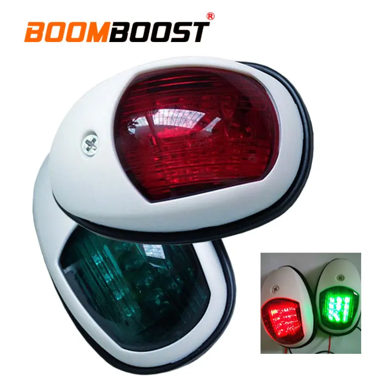 1 Pair ABS Plastic Waterproof Navigation Light Signal Lamp Red Green LED Light Universal 12V  For Yacht Boat Marine