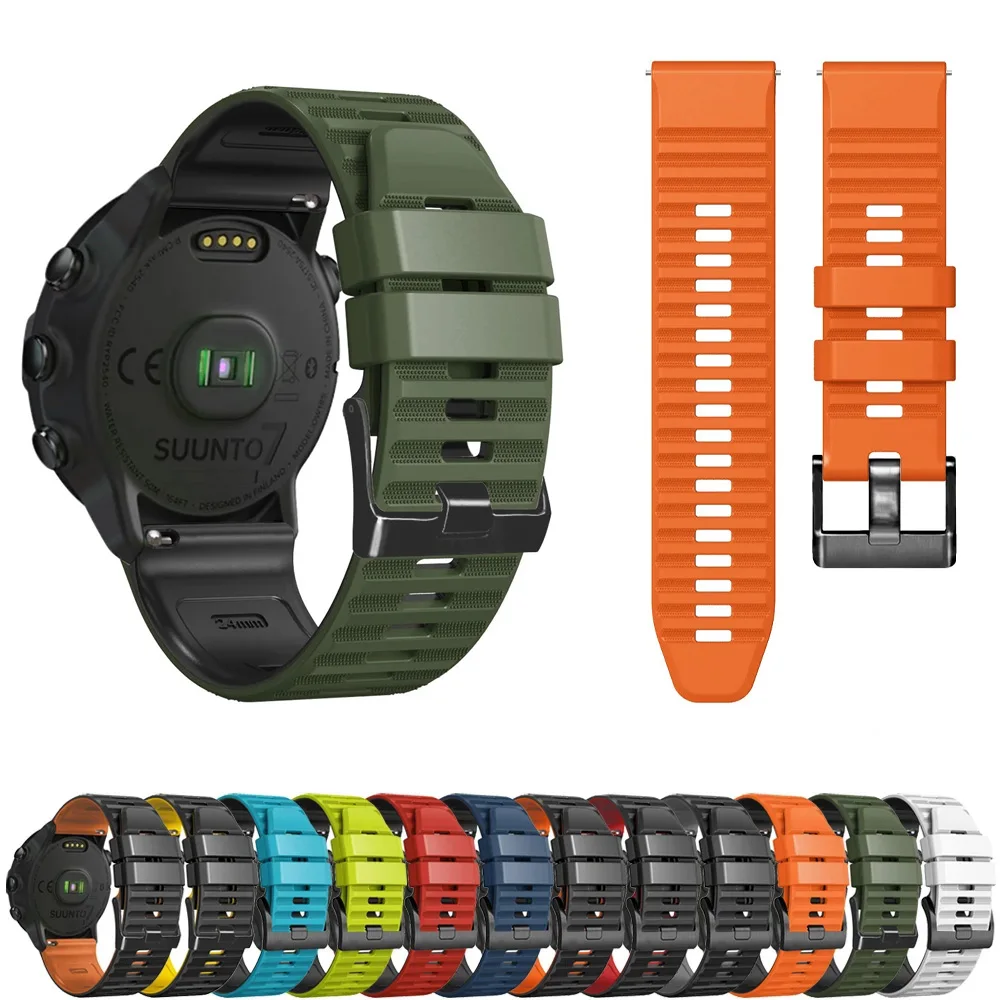 New 24mm Silicone Watch Strap Band For Suunto 7/ 9 /D5  Spartan Sport Wrist HR Baro Smart Watch Band Replacement Wrist Strap