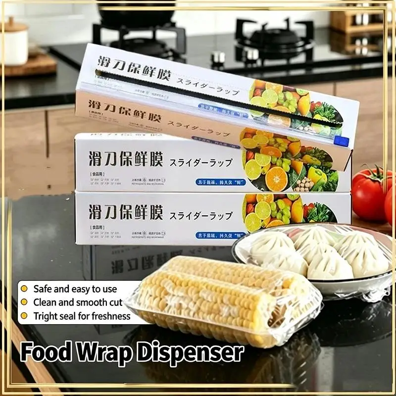 Plastic Food Wrap Made From PE Material Comes In A Roll With A Built-In Cutter Making Food Wrapping Easier