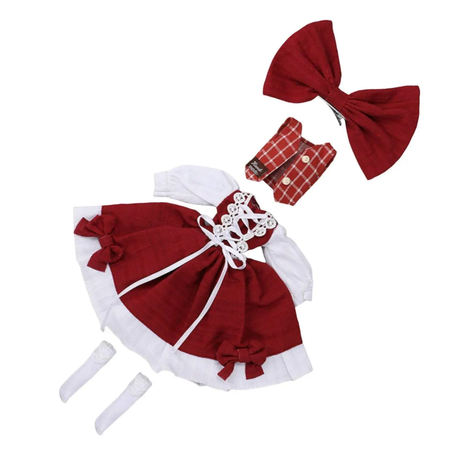 Layered Textile Doll Dress Classic Mini Outfit for OB24 OB22 Dolls House and Photography Props