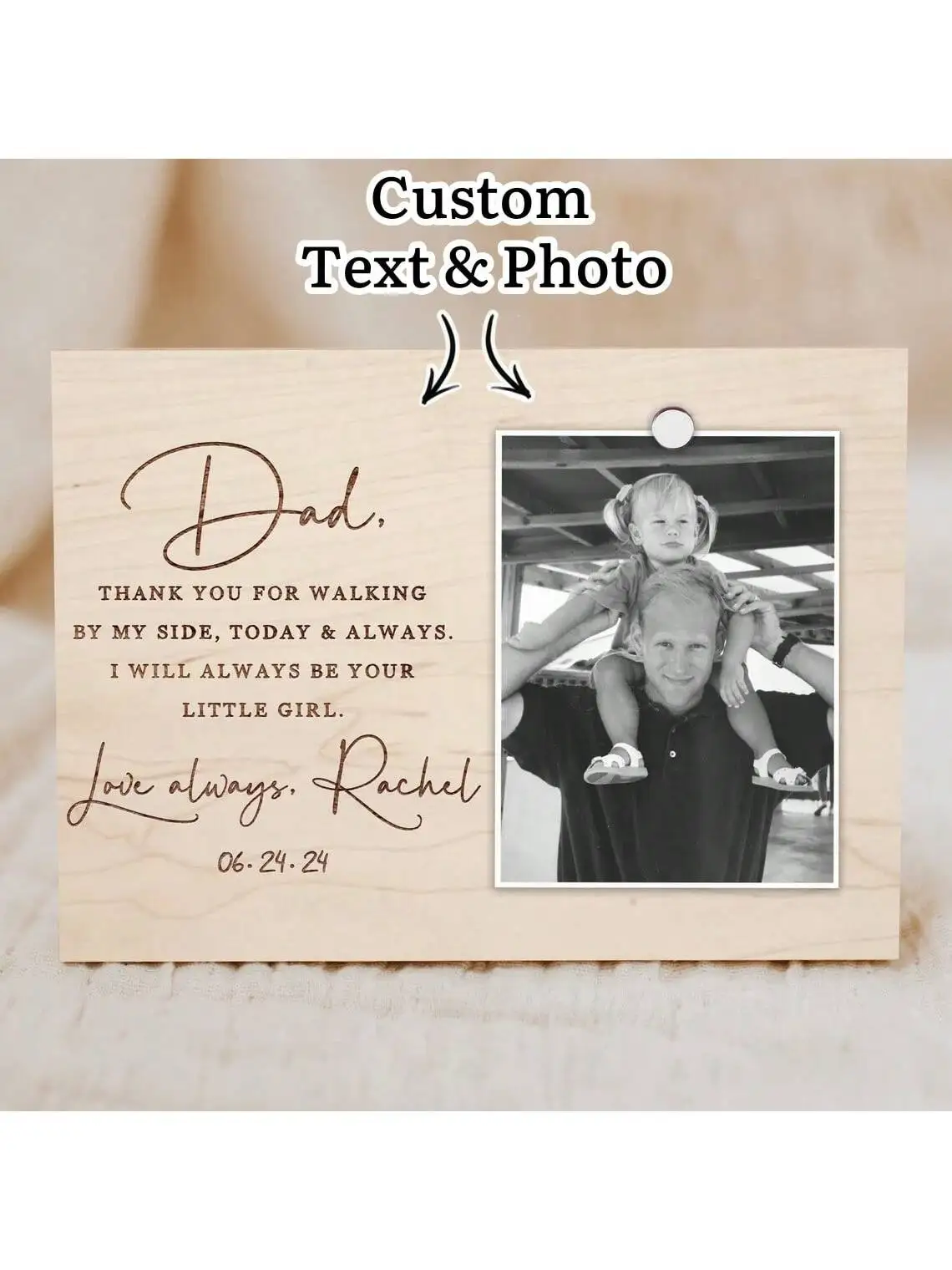 

Custom Laser Engraved Photo Frame, Custom Text & Photo Gift, Custom Father's Day Gift, Godfather Gift from Goddaughter Gods