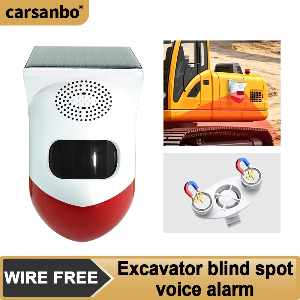 Carsanbo Solar Infrared Blind Spot Voice Alarm Waterproof Solar Usb Charge Detect Warning Siren For Truck Construction Vehicle