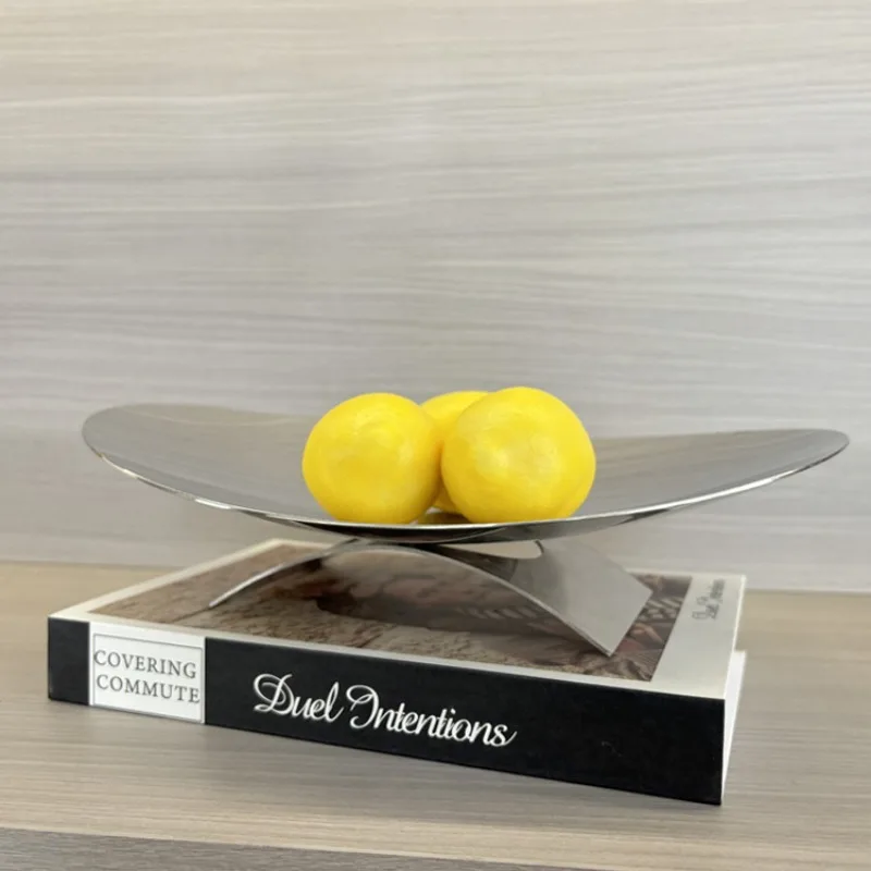 

Современная простая фруктовница из нержавеющей стали с зеркальной поверхностью на высоких ножках, роскошный декоративный поднос для хранения, аксессуар для домашнего декора