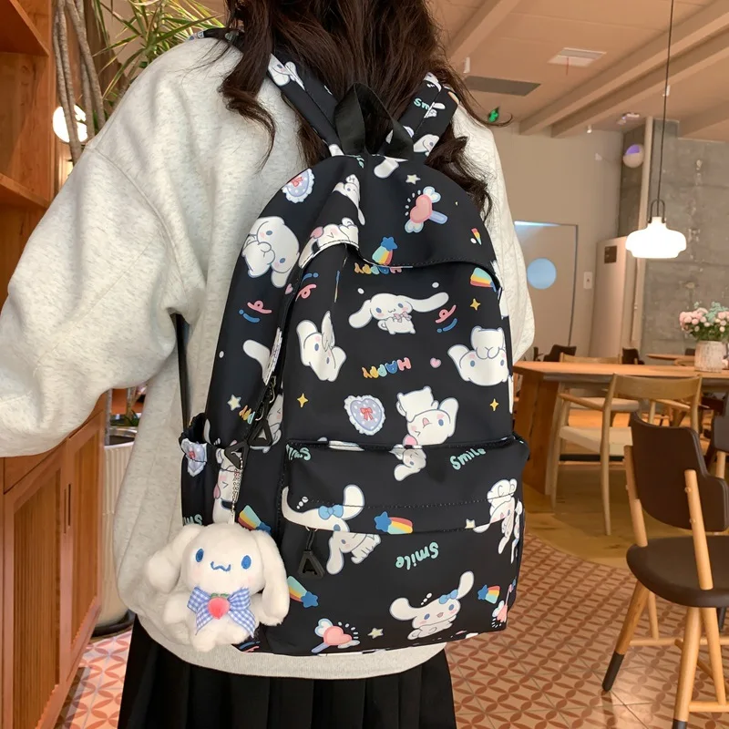 Sanrio Cinnamoroll Print Anime Backpack, Preppy College School Daypack, Travel Commute Knapsack & Laptop Bag