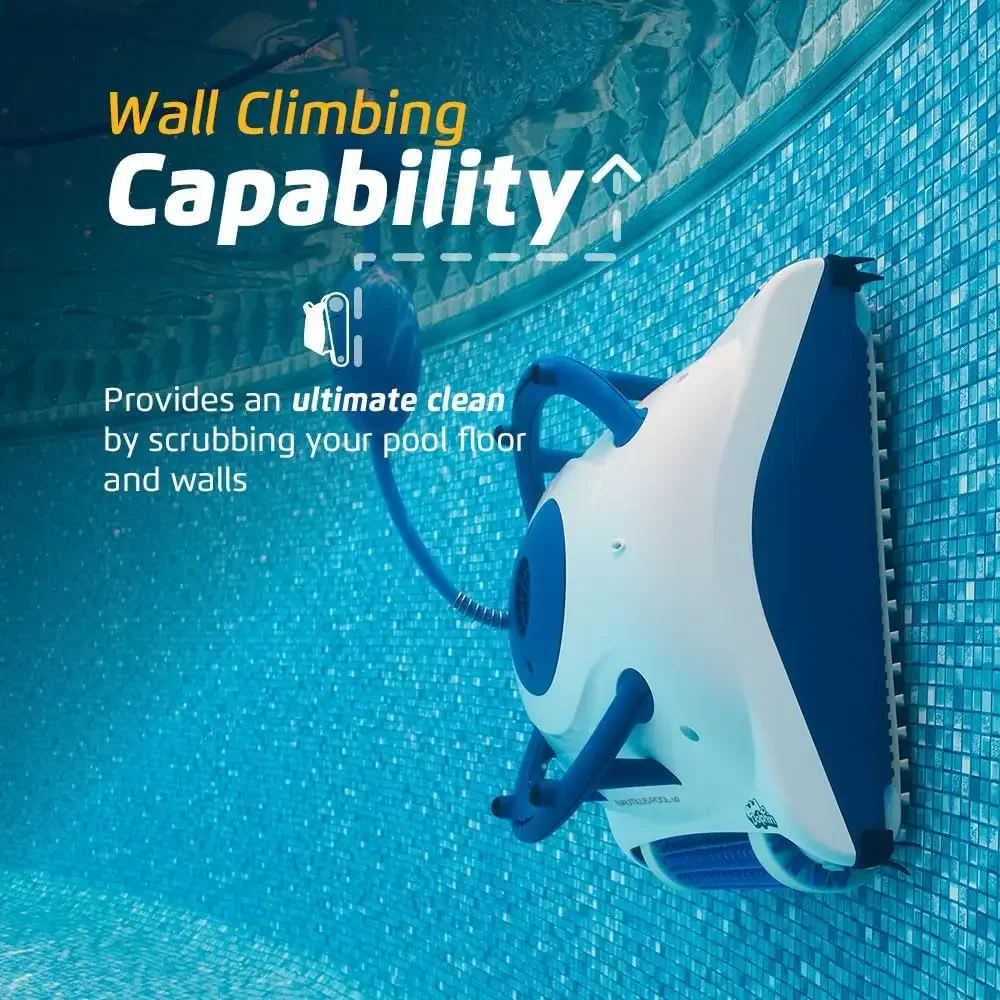 Automatic Wall Climbing Pool Vacuum Cleaner With Scrubbing Brush