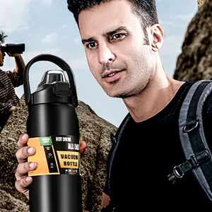 ترمس محمول مع قش ، 304 ستانلس ستيل ، كوب ترمس ، كوب ، فنجان قهوة ، زجاجات رياضية ، زجاجة ماء بارد وساخن أفضل 10 زجاجات مياه مباعة مع ساعات - رقم 7