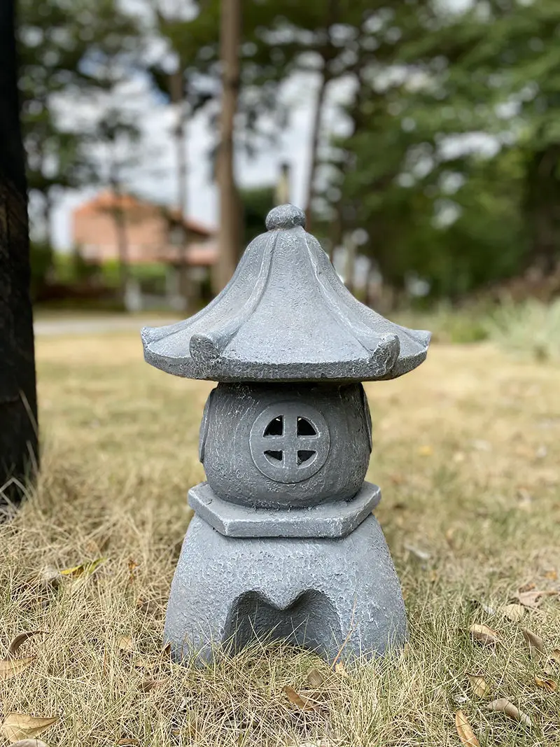 New Chinese Japanese Solar Palace Lights Outdoor Garden Zen Inspired Stone Pagoda Light Courtyard Grassland Landscape Decoration