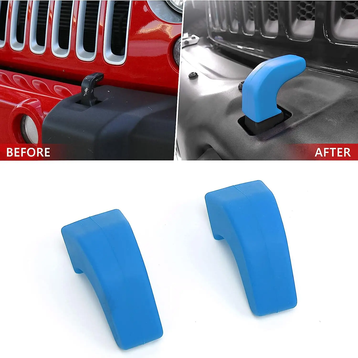 Immagine 4: Coperture per Ganci di Traino (2 Pezzi) per Jeep Wrangler JK JL Gladiator JT 2007-22, Aggiunge una Presa Ammortizzata per il Recupero con Cinghia di Traino (Rosso/Blu)