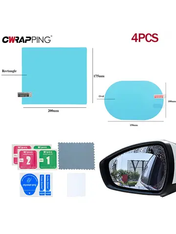 4PCS Car Rainproof Film 2 Auto Rearview Mirror 2 Side Windows Rainproof Film Waterproof Anti-fog Car Stickers for Car Accessorie