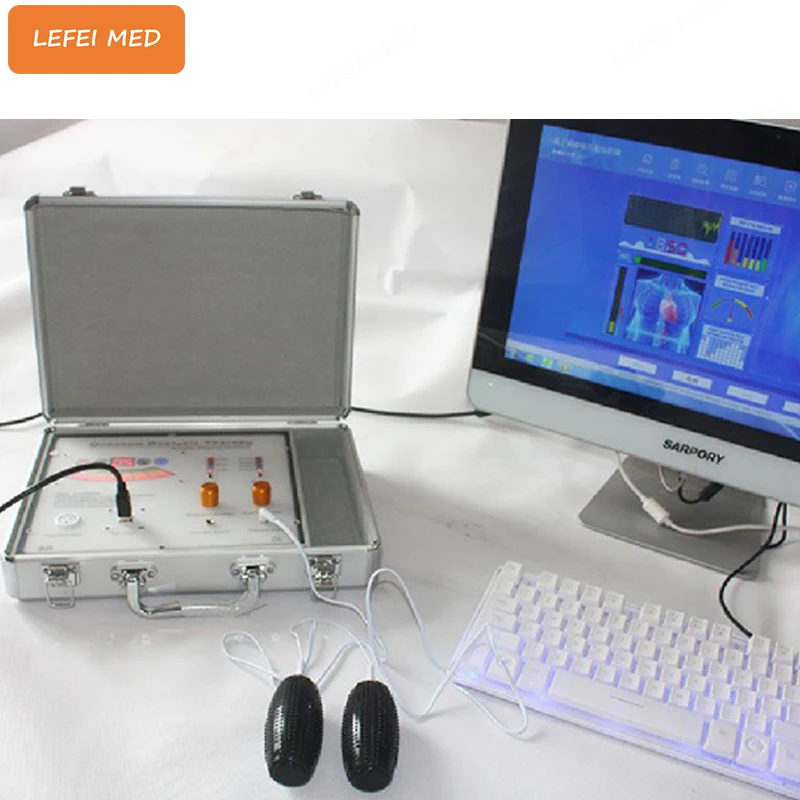 Working with 2 Slippers body composition analyzer Bio  system resonance magnetic analyzer