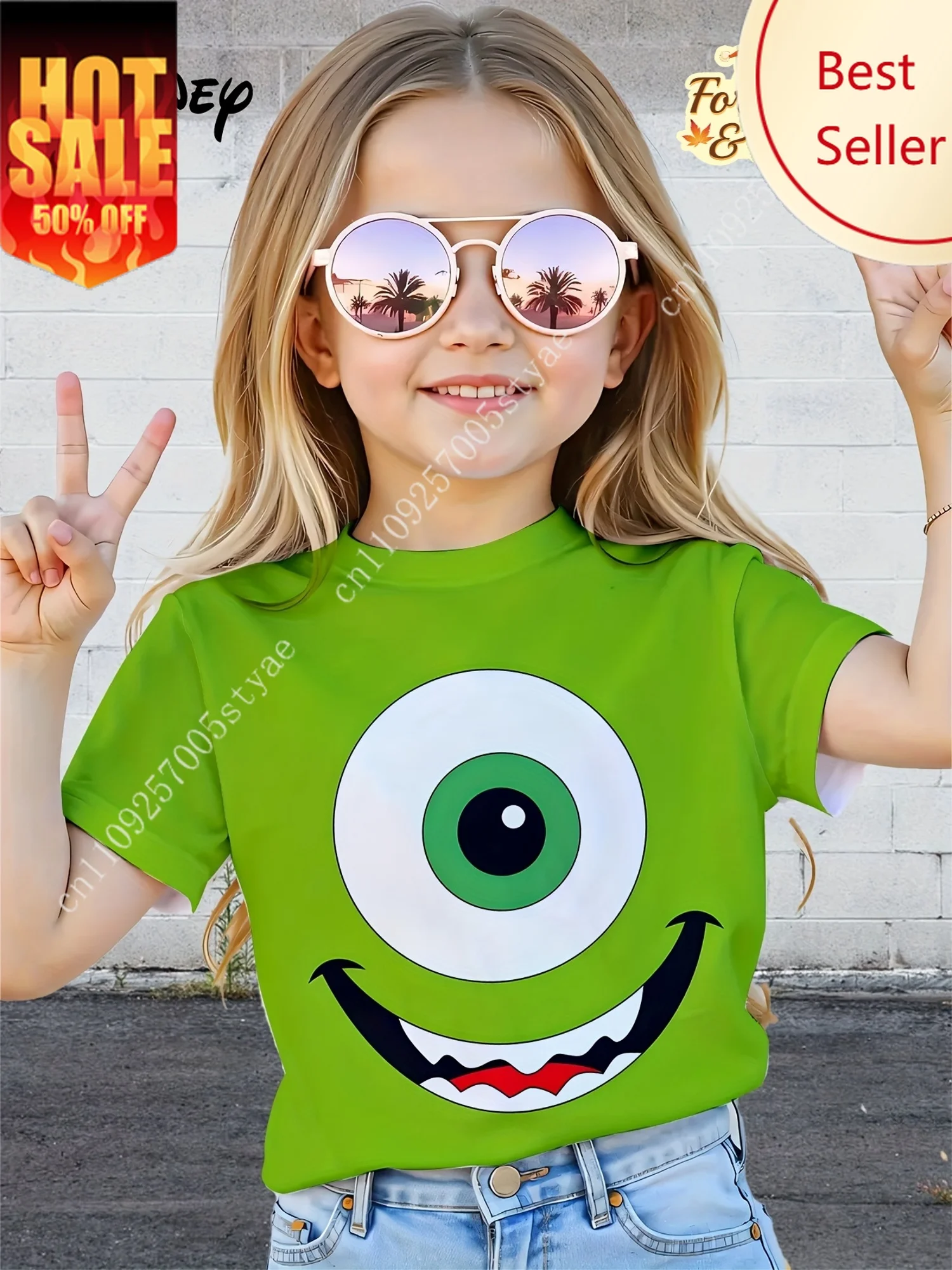

Disney Boy Girl T-shirt MicMike Wazowski Print Shirt Sport Tops Short Sleeve Blouse Comfort Tee Soft Clothes for Teens Kid
