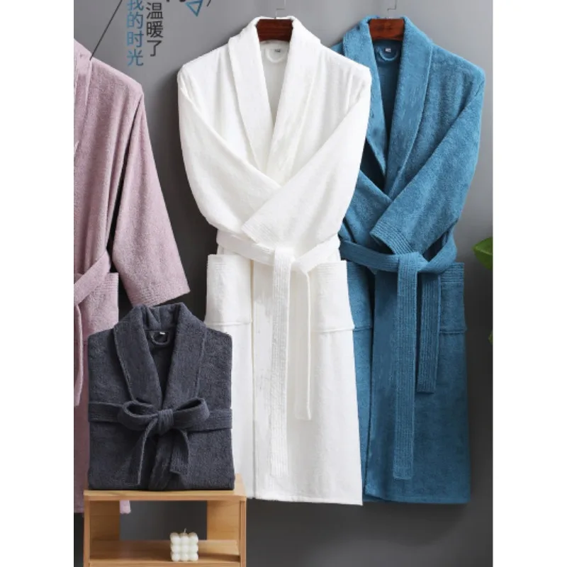 

Unisex Kimono Dressing Gown-100% Cotton Terry Towel Bathrobe for Men/Women Water Uptake Sleepwear Ideal for Hotel & Swimming Use