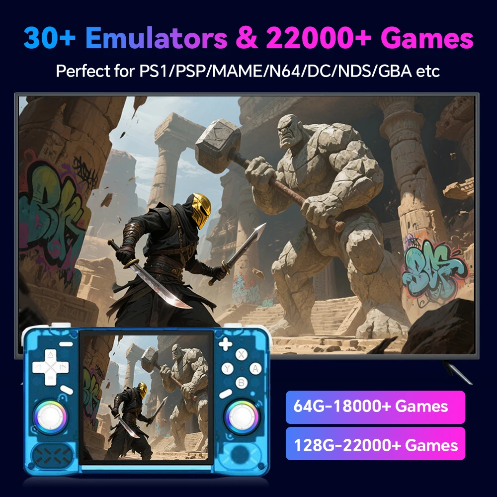 XF40H Retro-Handheld-Spielekonsole, Linux OS, 4,0-Zoll-IPS-Bildschirm, tragbarer Game-Player, unterstützt 5G WiFi 30 + Emulatoren mit 22.000+ Spielen