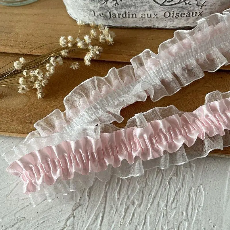 1 Stück Niedliche Lolita DIY Näh-Satin-Rüschenborte Rüschen-Applikation Kleidungs- und Taschendekoration 4cm Breiter Plissierter Spitzenstoff Ita-Taschen-Dekoration – Detail 6