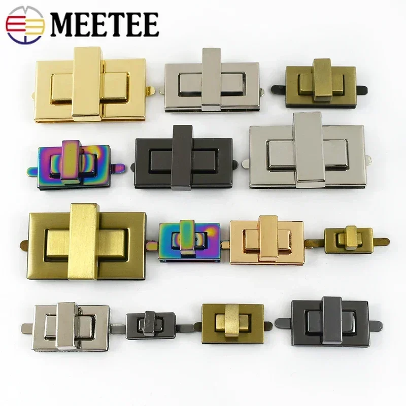 1/2/4Pcs Meetee Metal Bag Buckle Turn Twist Locks Clasp for Handbag Purse Closure Toggle Latch Buckles DIY Hardware Accessories