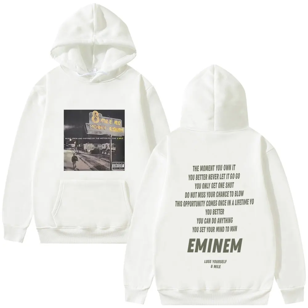 Rapper Eminem 8 Mile Graphic Hoodie Men Women Hip Hop Fashion Pop Music Streetwear Male Oversized Fleece Cotton Pullover Hoodies