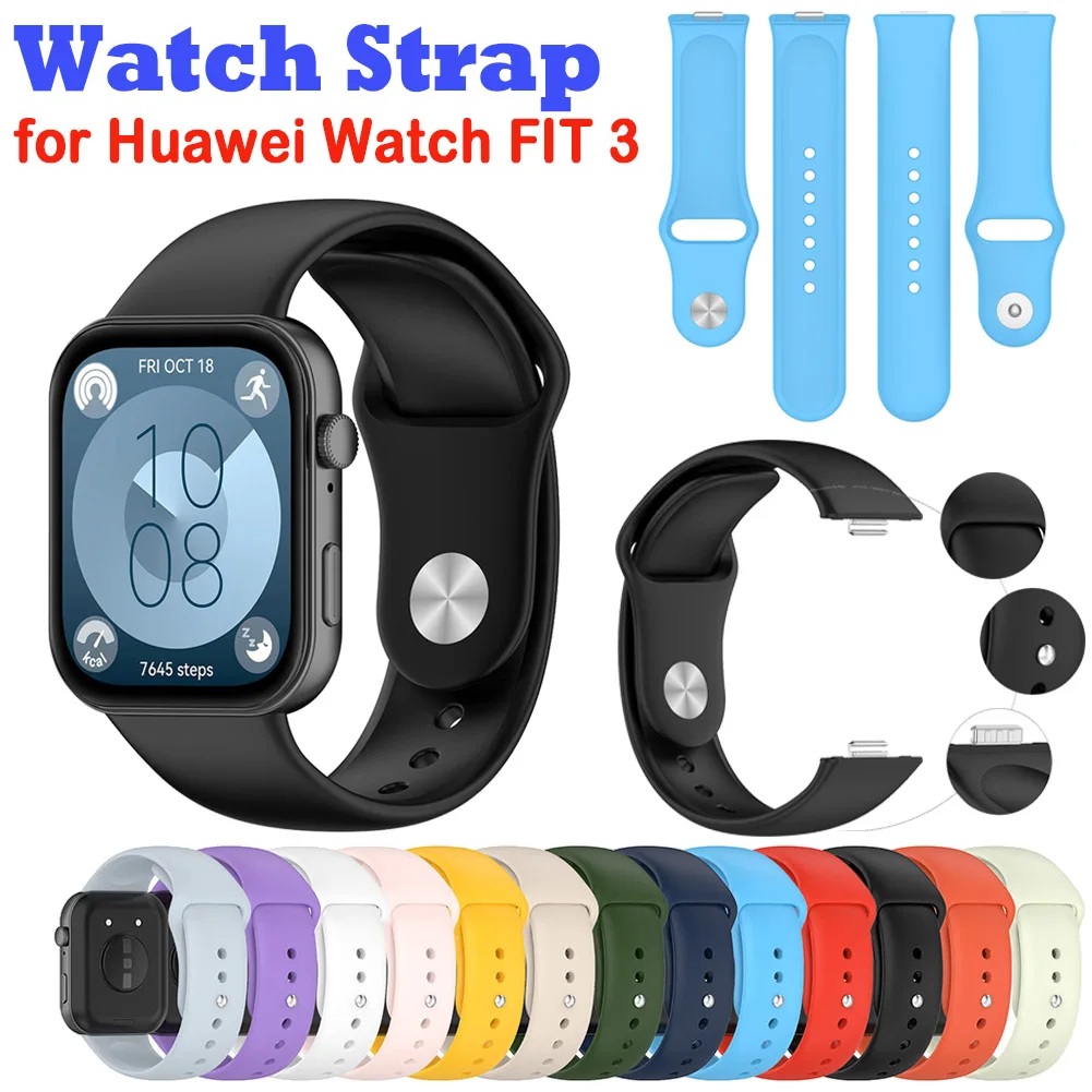 Silicone Sport Strap Sweatproof Smartwatch Strap Comfortable Bracelet Wristband Adjustable for Huawei Watch FIT 3 Accessories