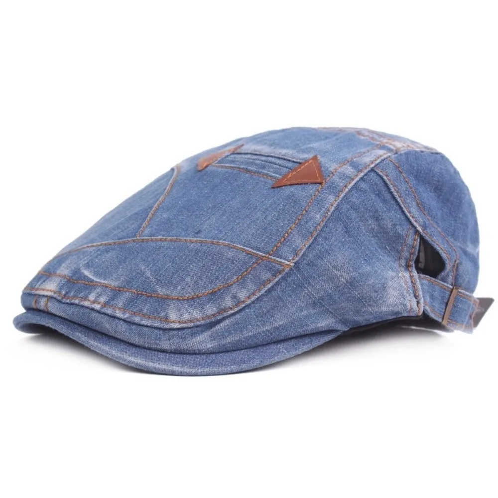 Vintage Washed Finish Flat Cap Adjustable Strap Solid Color Ivy Beret Soft Material Four Season Use Cabbie Hat Driving Use
