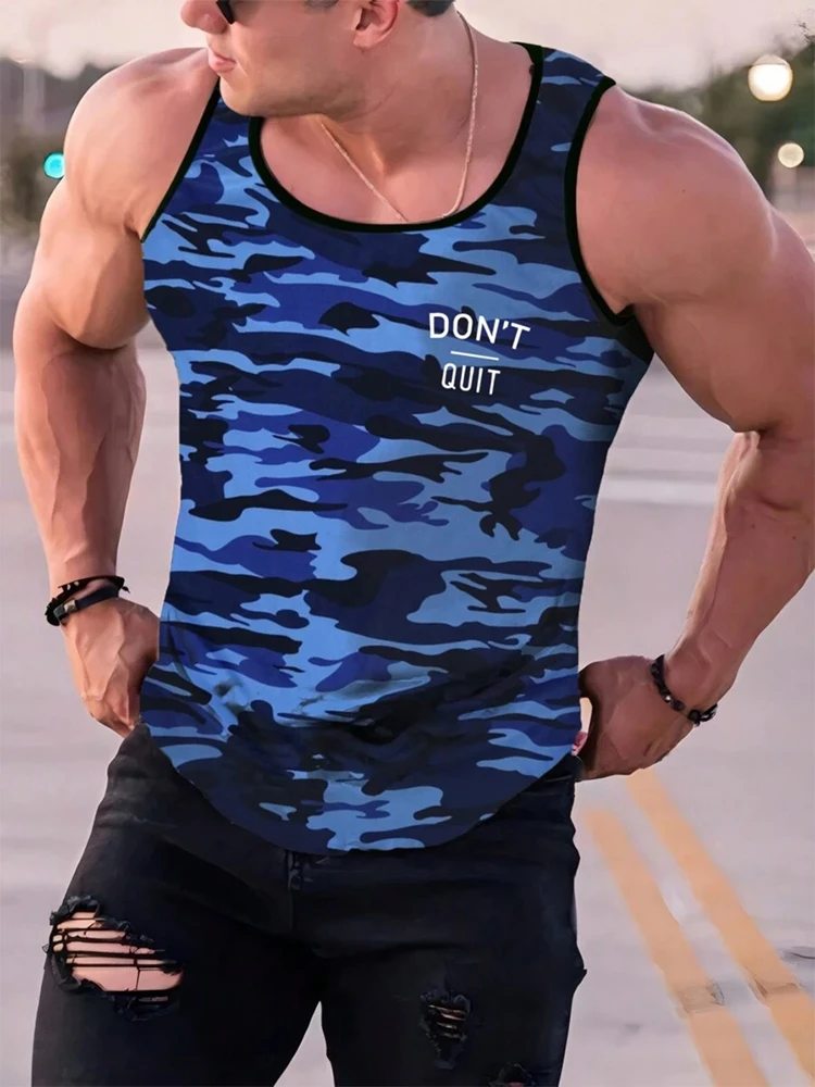 2025 3D Camouflage Printed Men's Tank Top Outdoor Sports Men's Fitness Tank Top Summer Everyday Fashion Men's Sleeveless T-shirt image 4