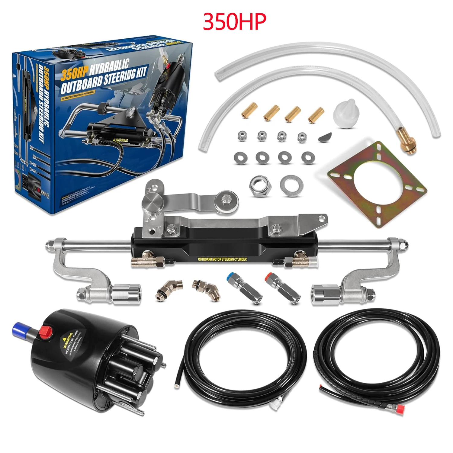 

350HP Boat Outboard Hydraulic Steering System, Including Hydraulic Steering Cylinder, Helm Pump and Cuttable Hose