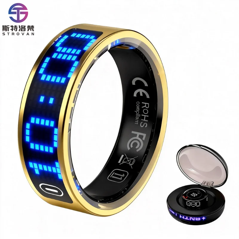 

Умное кольцо-трекер для отслеживания сна из нержавеющей стали, водонепроницаемое, с GPS, сенсорным управлением и временем работы от батареи 5-7 дней