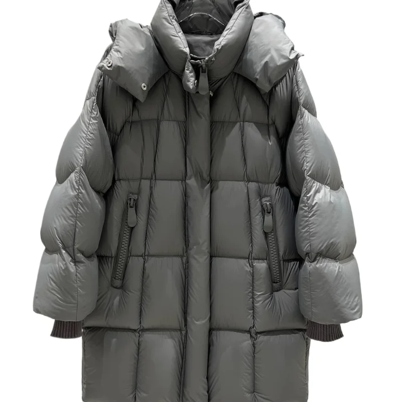 سترة نسائية قصيرة للأسفل 2025 شتاء جديد وصول ركاب نمط عصري مقنع معطف سميك دافئ