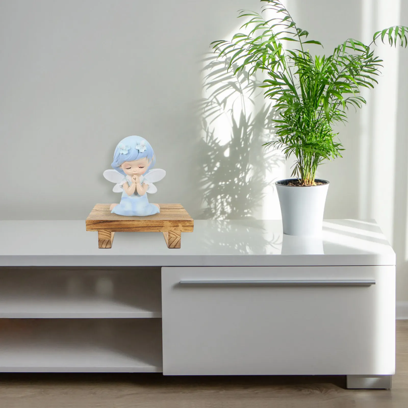 ヴィンテージ木製植物スタンド、室内装飾用小型スツール、リビングルーム、寝室、バルコニー、デスク、植木鉢ホルダー、ホームデコレーション