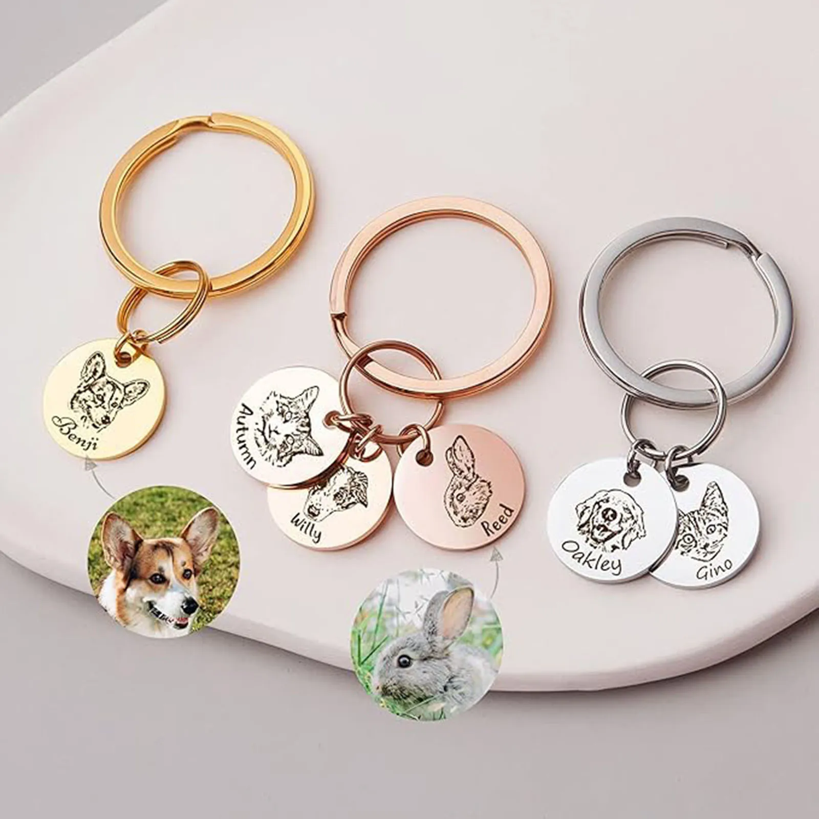 Personalized Pet Portrait Keychain Pet Lovers Gift Dog Best Friend Gift Portrait Keychain Custom Keychain Custom Pet Gifts
