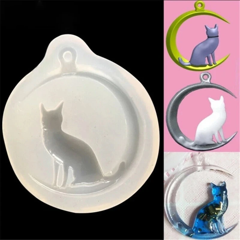 

[HF]‘1Pc Creative Moon Cat Silicone Pendant Mold DIY Jewelry Making Resin Mould Epoxy Casting Craft Accessories Gift