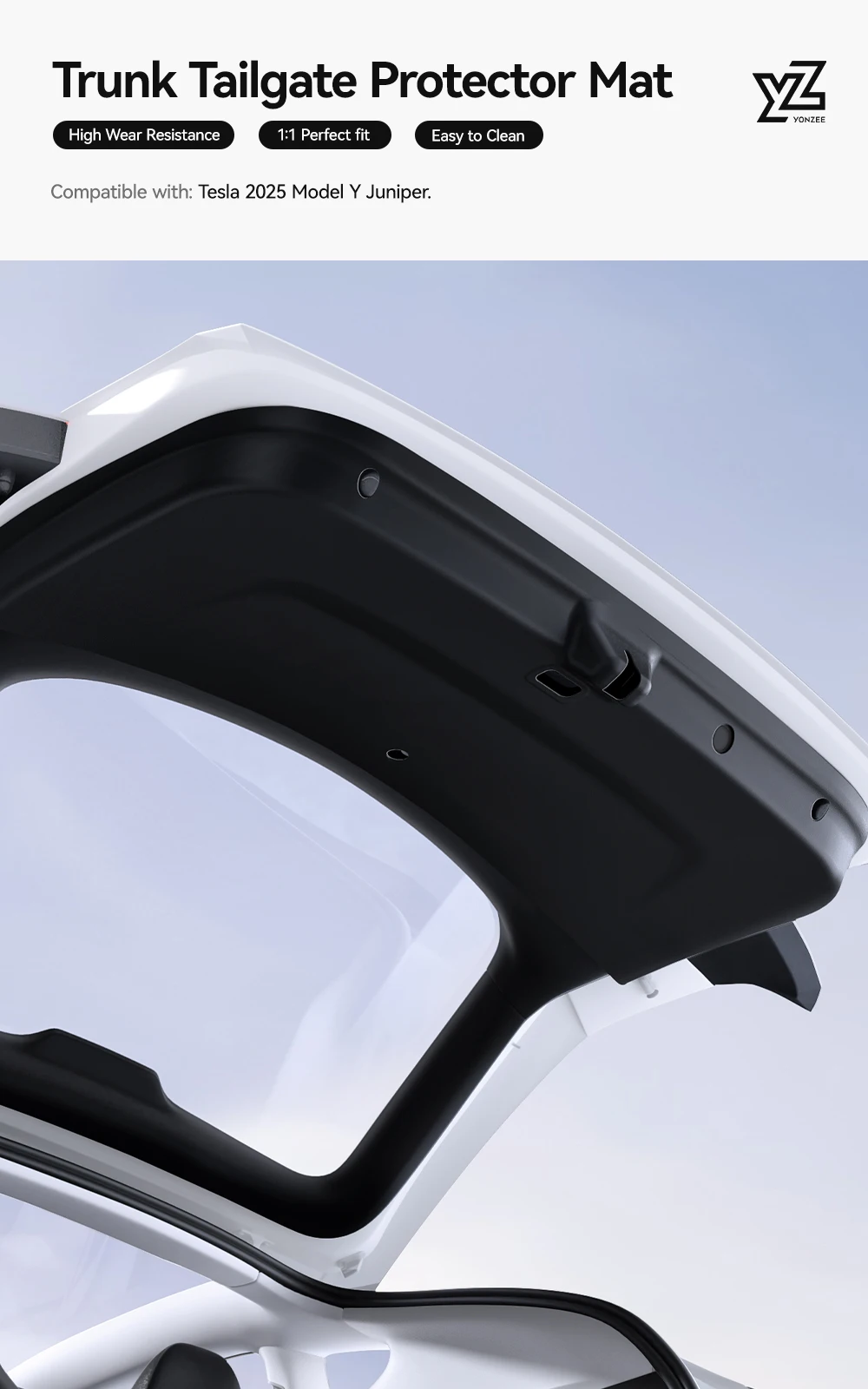 YZ für Tesla Model Y Juniper 2026 Kofferraum-Schutzmatte TPE Anti-Schmutz Wasserdichte Rückwand-Schutzauflage – Detail 1