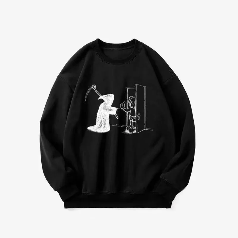 

A loose and trendy men's and women's sport top with retro American printed round-neck sweatshirts for autumn and winter 2025