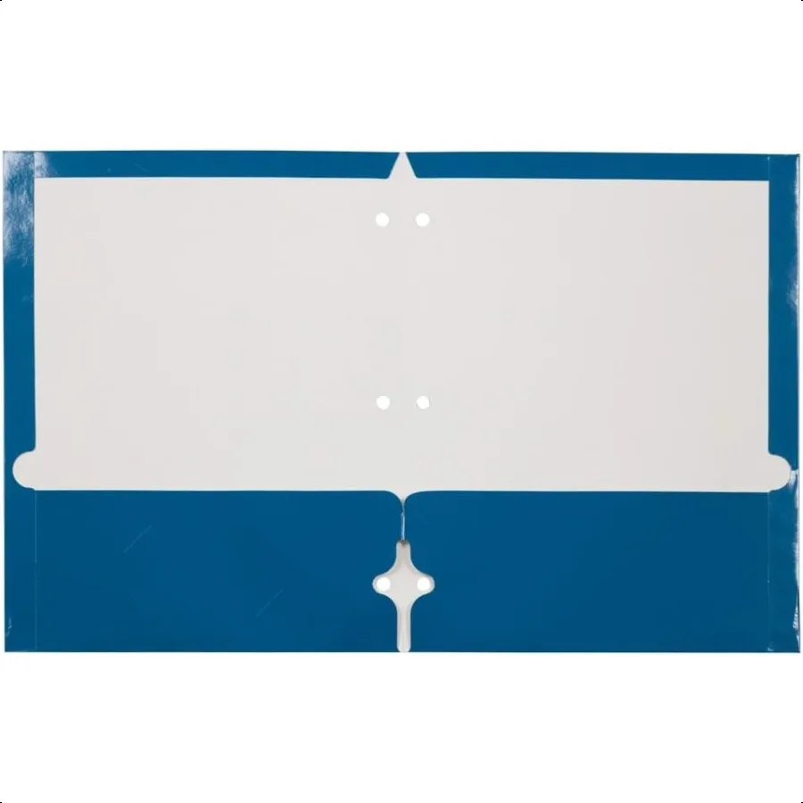 Cartelle scolastiche laminate a due tasche lucide a 3 fori, formato lettera, blu lucido, confezione da 6
