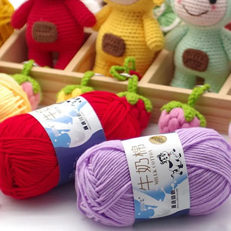 50g Soft Milk Cotton Knitting Yarn Anti-Pilling High Quality Knitting 5ply Cotton Yarn For Crochet Scarf Sweater Hat Doll Craft
