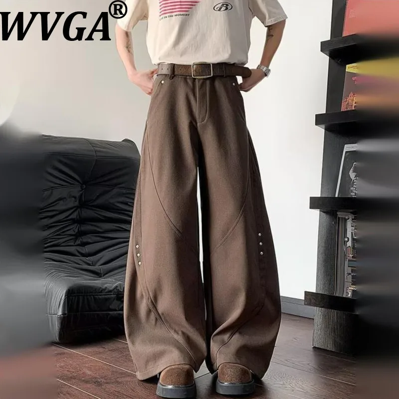 

WVGA Spring Autumn New Men's Tide American Style Draped Trendy Pockets Straight Niche Chic Casual Wide-Leg Suit Pants Ins W15005