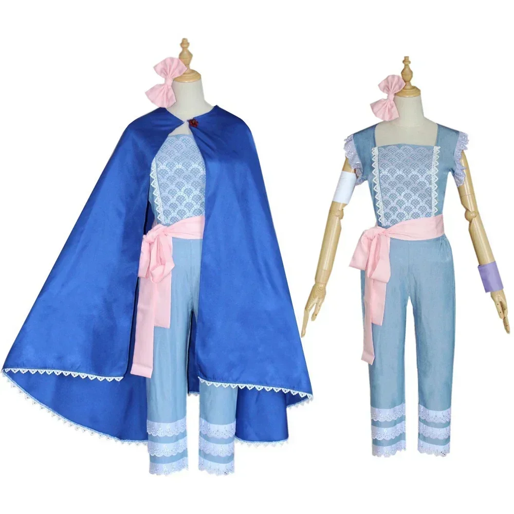 Juguete 4 disfraz de Cosplay BoPeep, capa para mujer, pantalones superiores, accesorios, conjunto completo de pastor, traje de juego de rol para bebé, uniforme de fiesta de Halloween