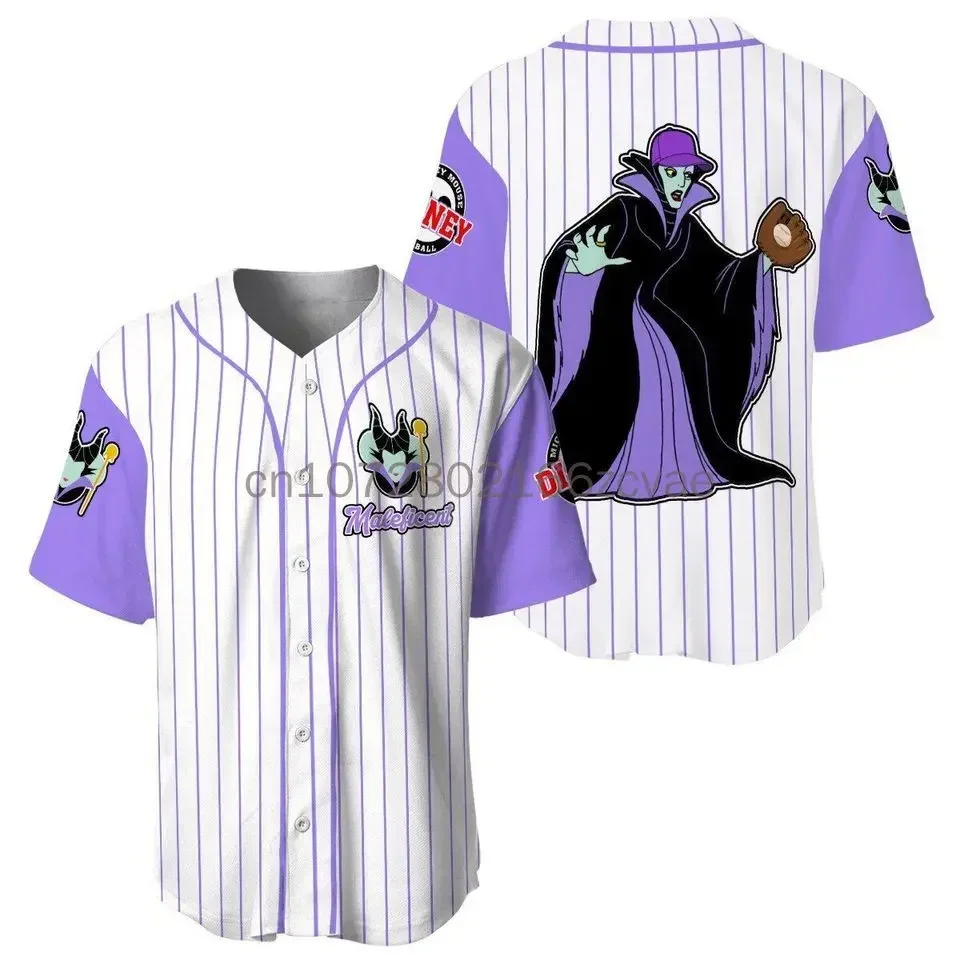 2024 New Disney Villain Maleficent Baseball Shirt Custom Name Men Women Short Sleeve Shirt Casual Sports Baseball Jersey