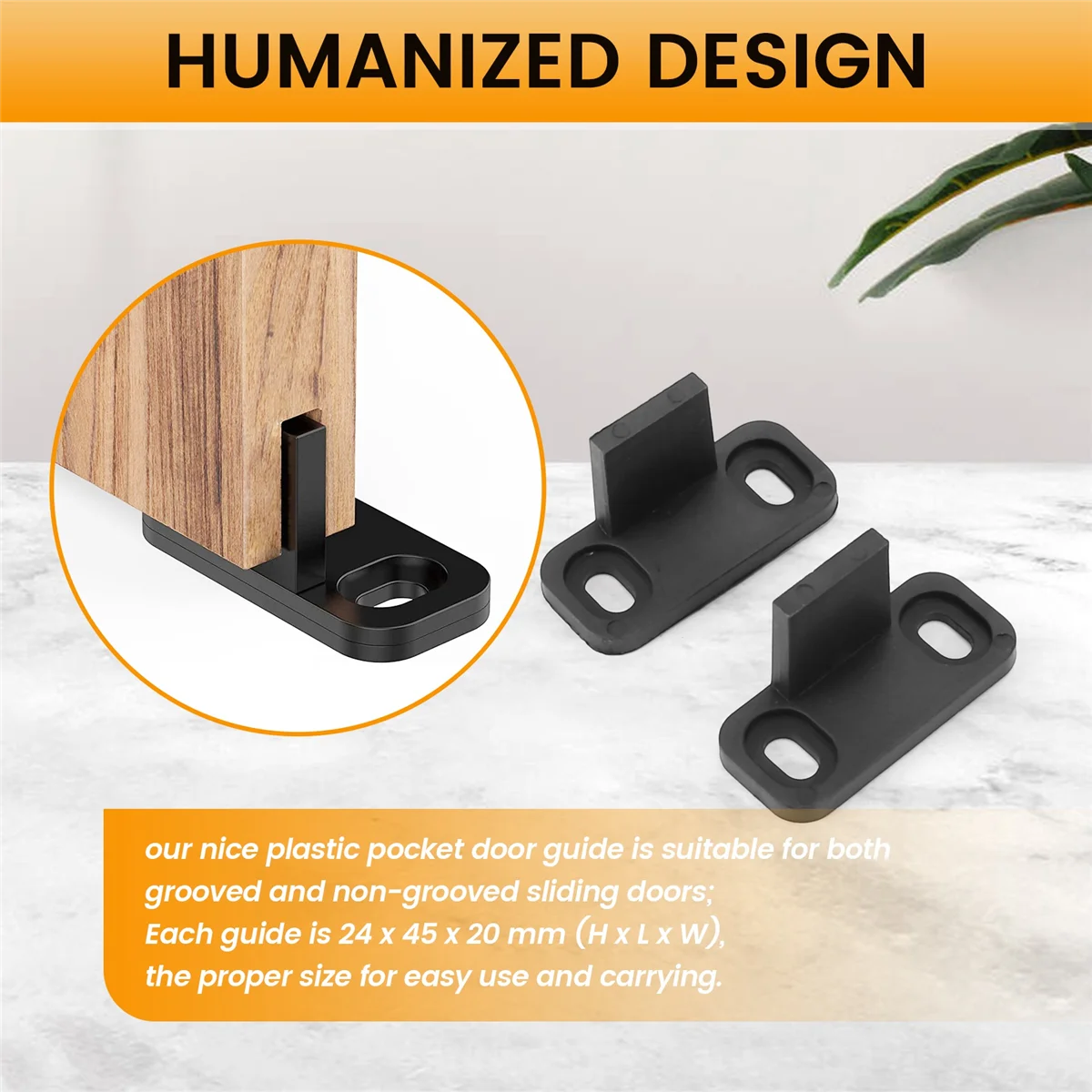 RIRI 8 Pieces Sliding Barn Door Floor Guides Closet Door Guides Hardware Plastic Simple Floor Wall Mounted Bottom Track Guide