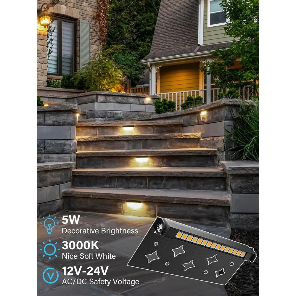 7 مصابيح LED صلبة، 12 فولت خارجية مقاومة للماء، 3000 كلفن أبيض ناعم، 12 عبوة مع موصلات #2