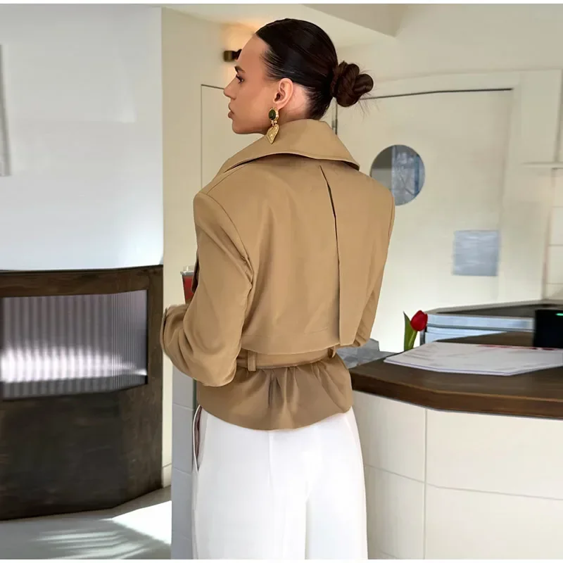 Solide Doppelreihige Jacke Damenanzüge Knöchellanger Rock Schlank Langarm Damen Frühling Herbst Casual Mode Damen-Sets 2026 – Detail 4