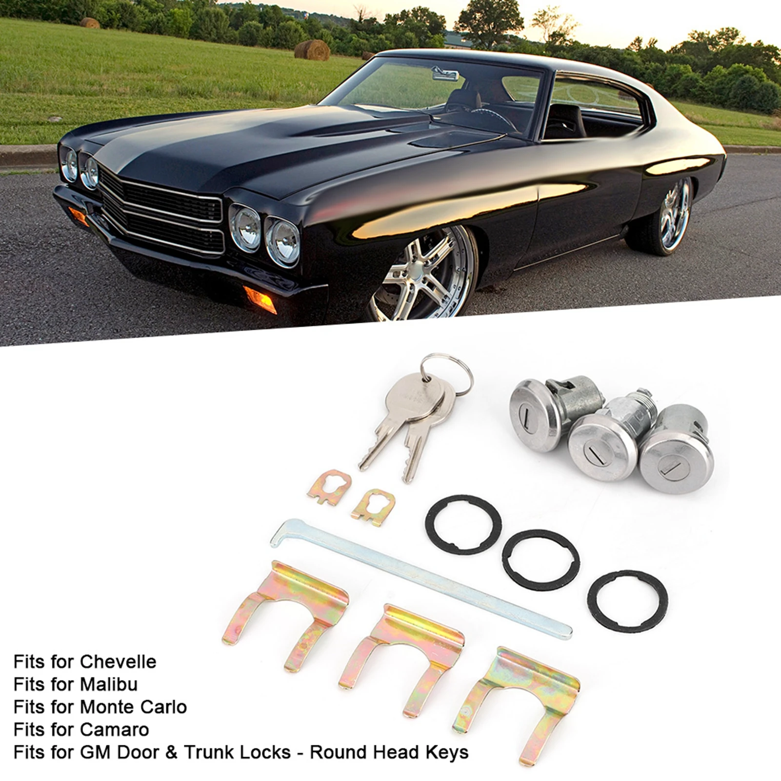 الباب الجذع مفتاح اكسسوارات السيارات الباب الجذع مفتاح عدة Cutlass مجموعة غلق صندوق الباب مفتاح عدة 654394765282 استبدال يناسب شيفيل #1