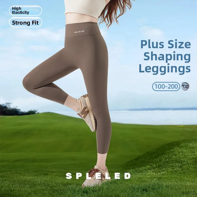 Plus size arca pele calças de yoga feminino verão fino cintura alta barriga controle leggings sete pés bot ao ar livre wear