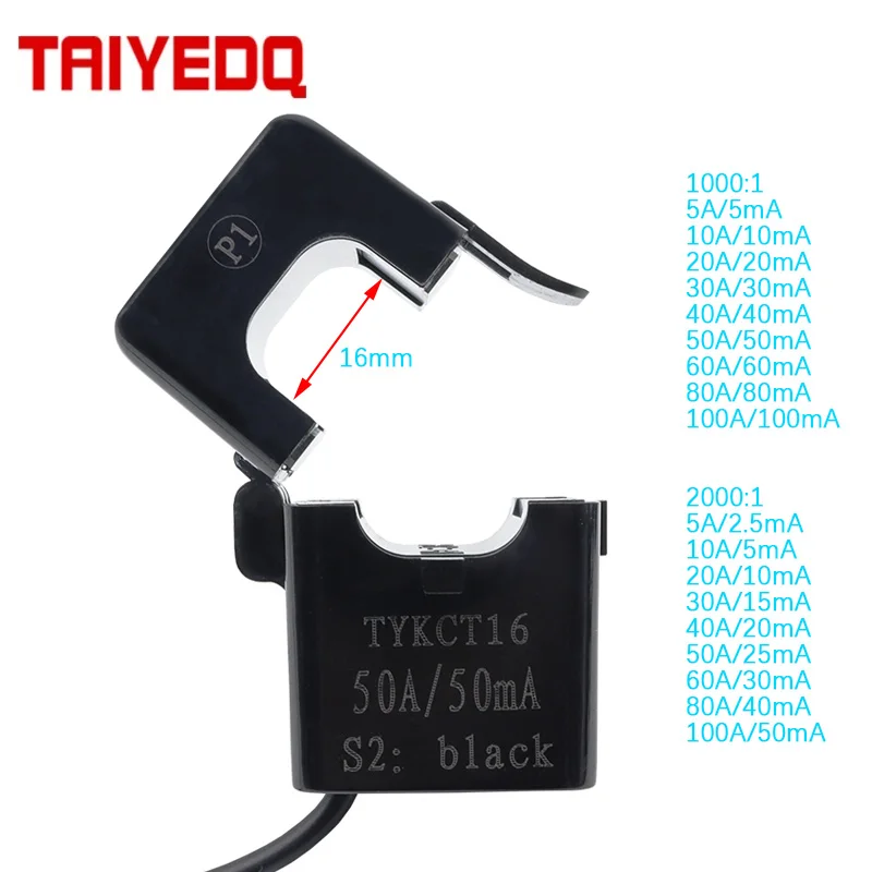 Split Core Current Transformer Clamp On CT Snap 30A/30mA 40A/40mA 50A/50mA 100A/100mA 1000:1 2000:1 KCT16