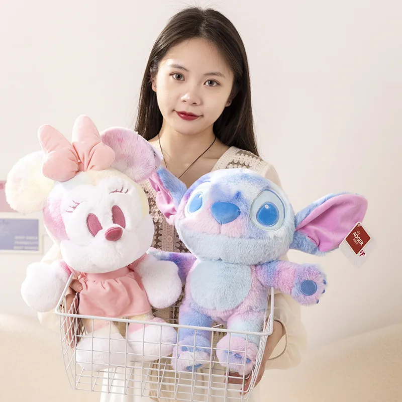 Disney-Peluche Stitch Minnie Donald Duck, Série Macaron Coloré, Jouets Mignons de Dessin Animé, Oreiller Beurre, Cadeaux d'Anniversaire et de Noël