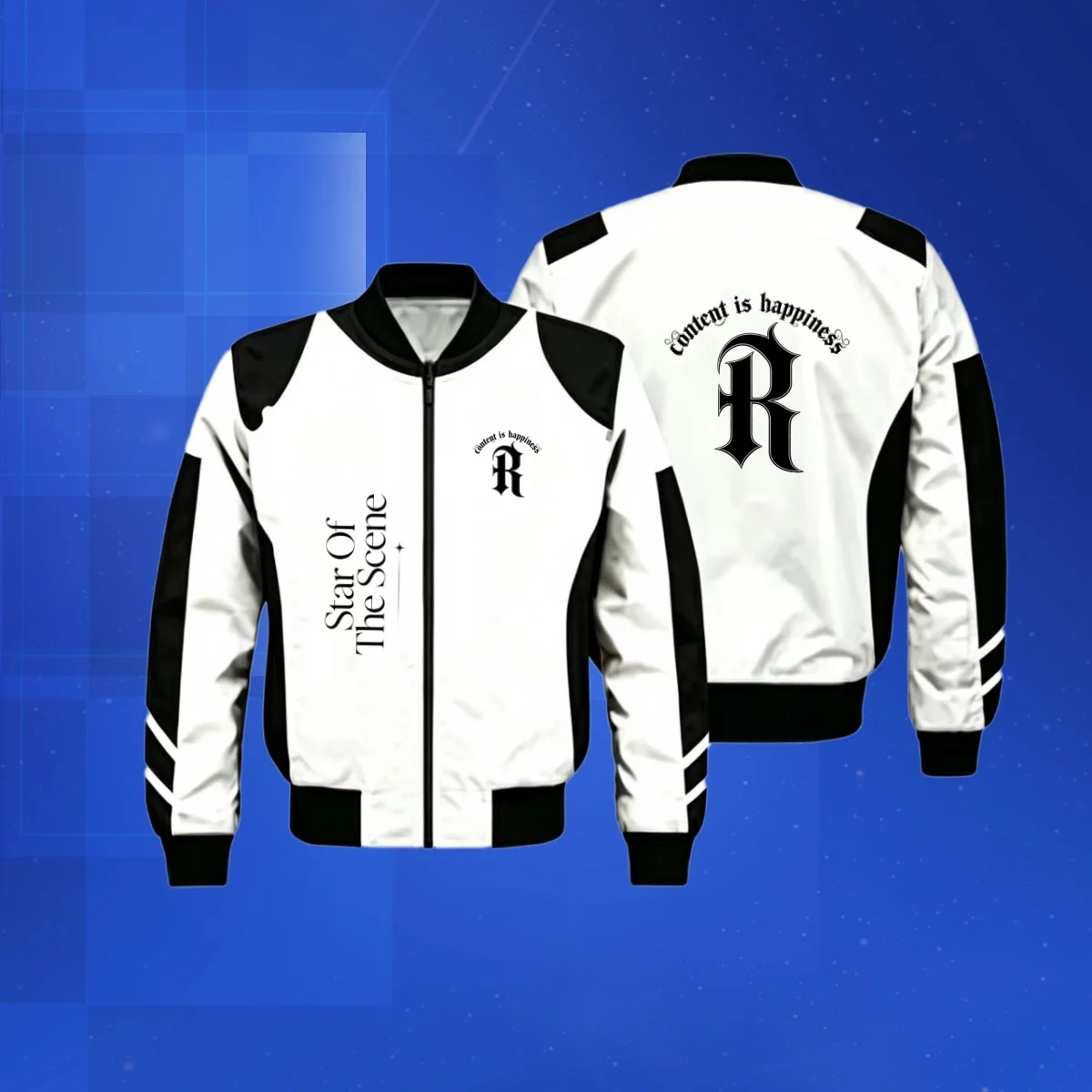 Men Two Tone Letter Slogan Print Zip Baseball Jacket Gothic Logo Streetwear Casual Bomber Coat