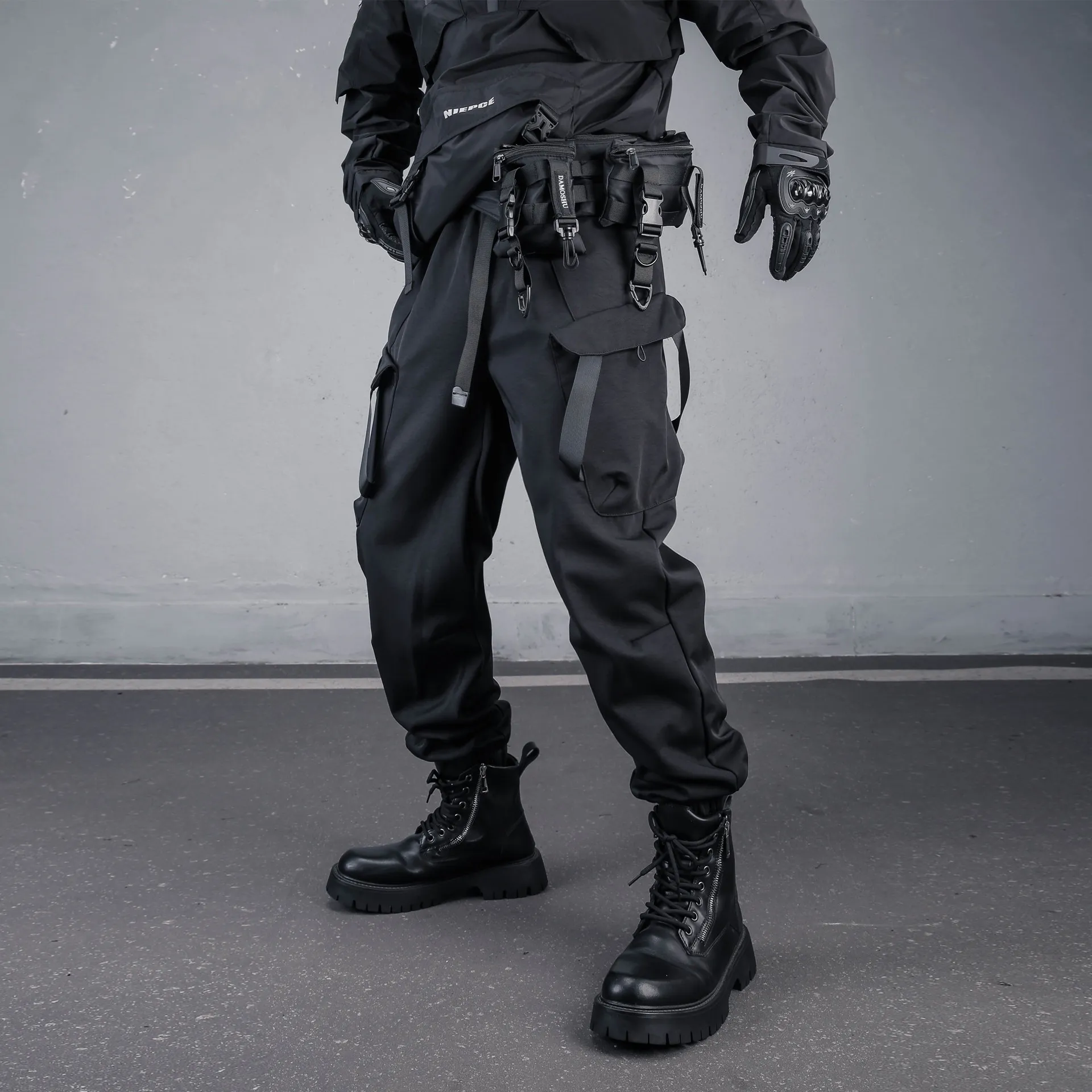 Techwear Pants Tactical - 다크 테크웨어 스타일의 다중 포켓 리본