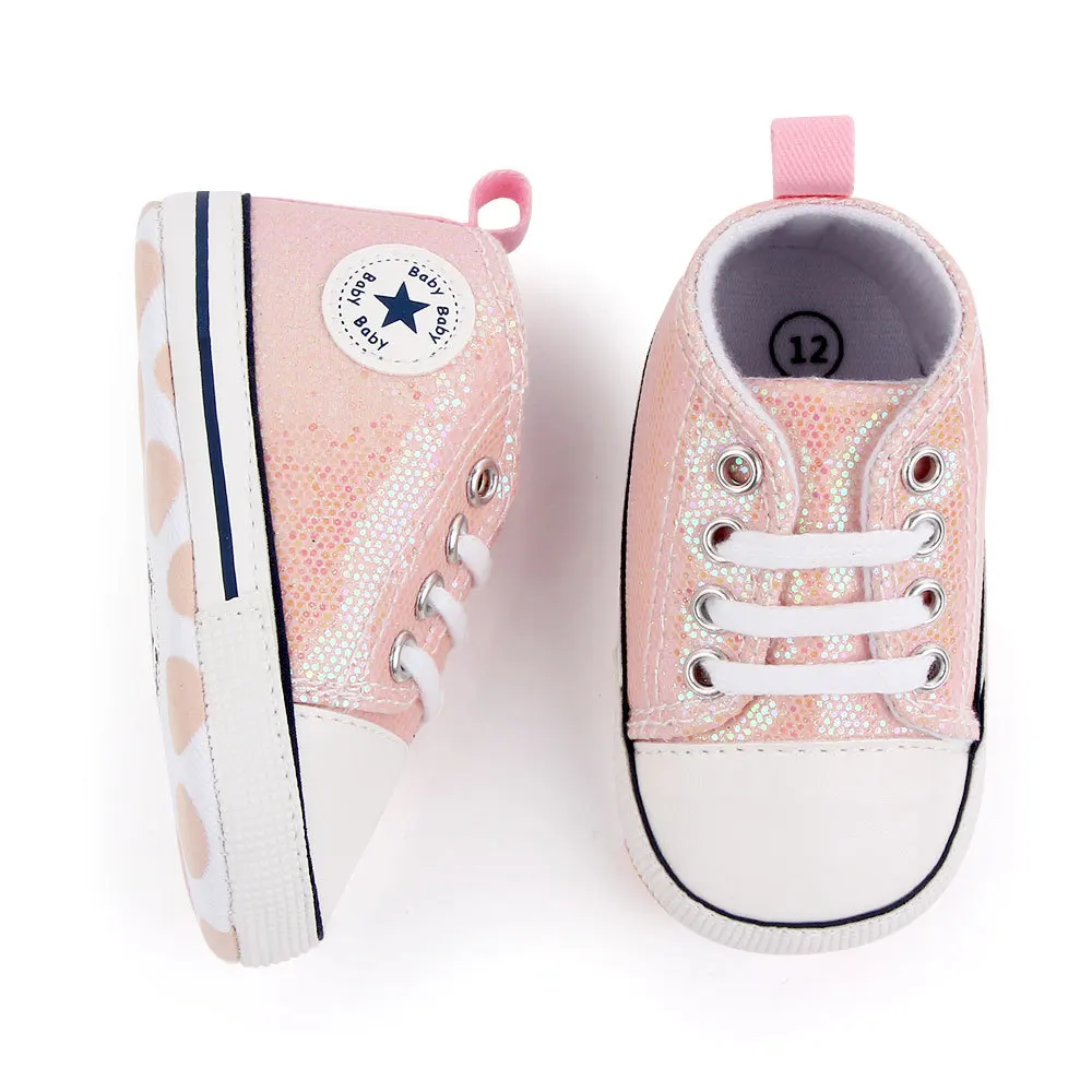 2024 Sneakers neonato in tela con paillettes Casual neonati maschi ragazze bambino Multi-colore suola morbida scarpe da passeggio antiscivolo