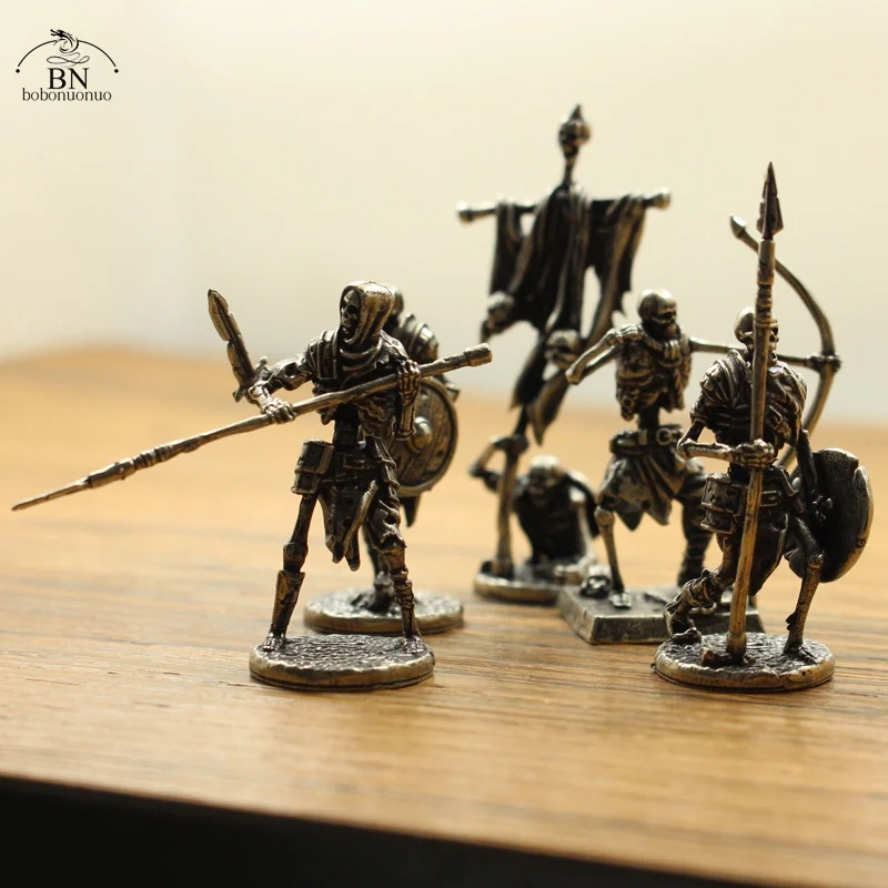 War Chess Table Game Ornaments Decorations Crafts Copper Undead Skeleton Soldiers Dolls Army Legion Model Toy Figurine Miniature