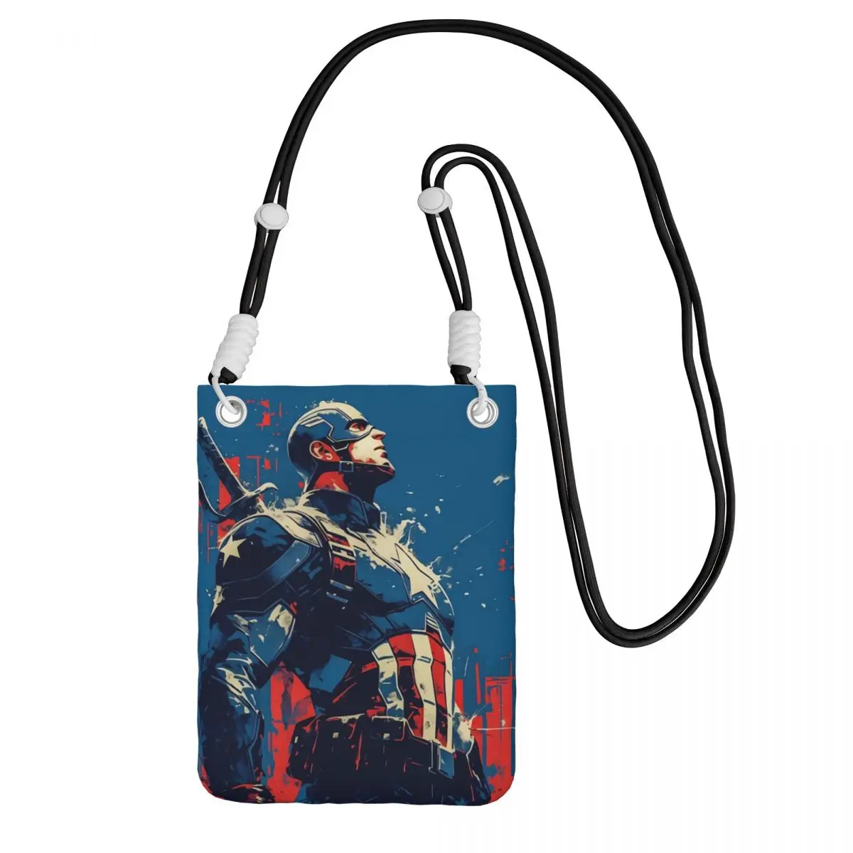 

Custom Captain America Smart Phone Wallet With Strap Comics Animation Crossbody Bag Men Women Traveling Mobile Phone Bag